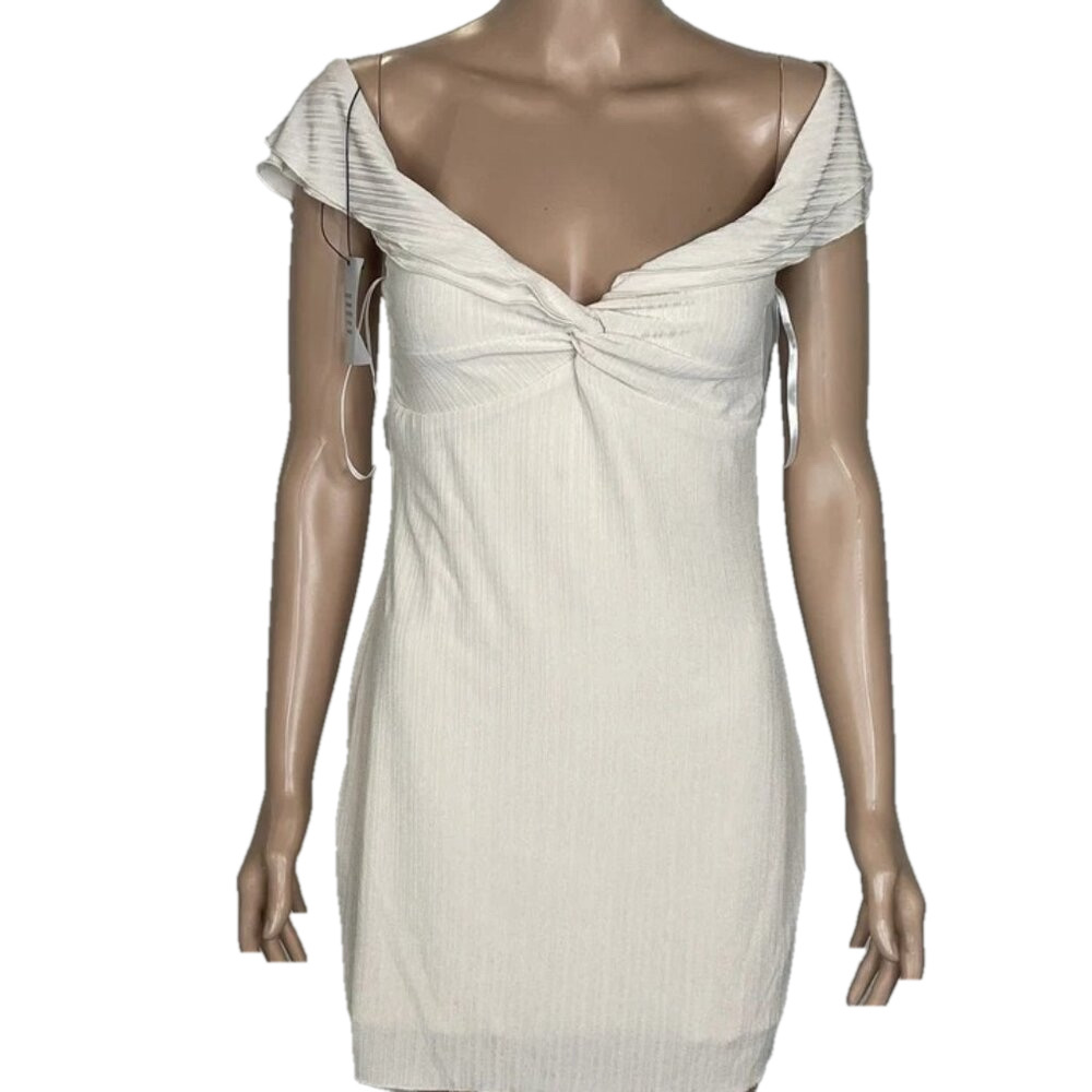 NEW MORE TO COME Women's Dress Graciela Off Shoulder Size L Cream